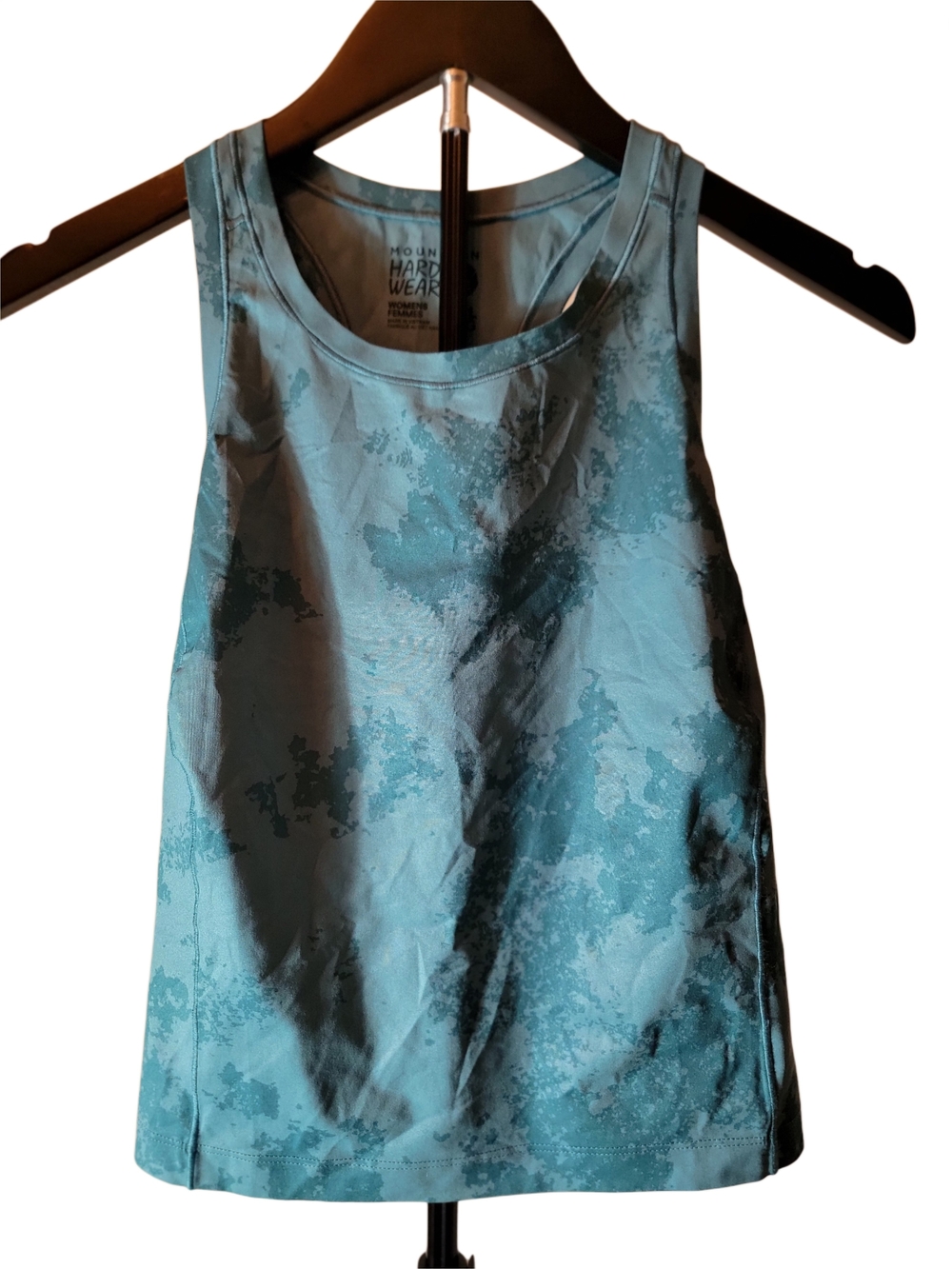 Mountain Hardwear Camo Crop Tank Top Blue Teal High Neck Athletic Size Large